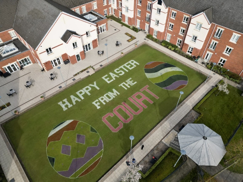 Chorley School children create giant easter egg design at retirement village
