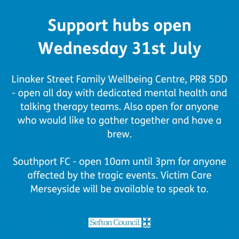 Support for those affected by the events of this week in Southport 