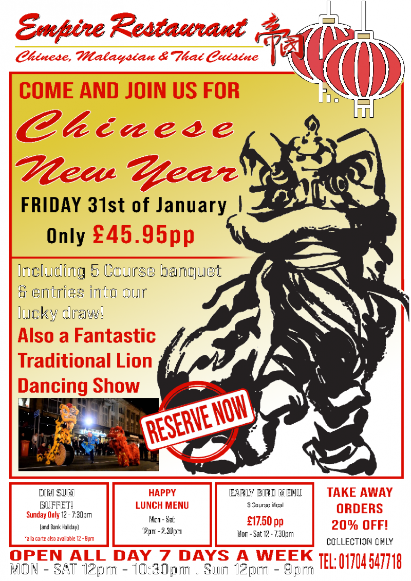 Get yout table at Soouthport's Chinese New Year Event in 2025