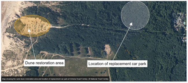 What will happen to the rubble removed from sand dunes at the Freshfield National Trust site?