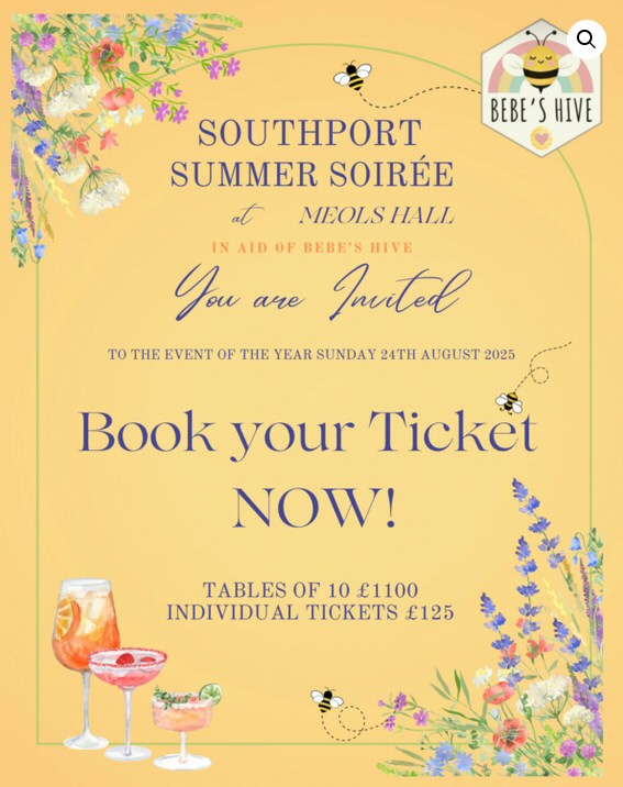 Tickets go live for Southport Summer Soirée at Meols Hall in Churchtown raising funds for Bebe's Hive