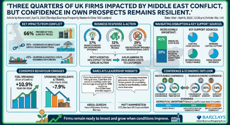 Three quarters of UK firms impacted by Middle East conflict but confidence in own prospects remains resilient
