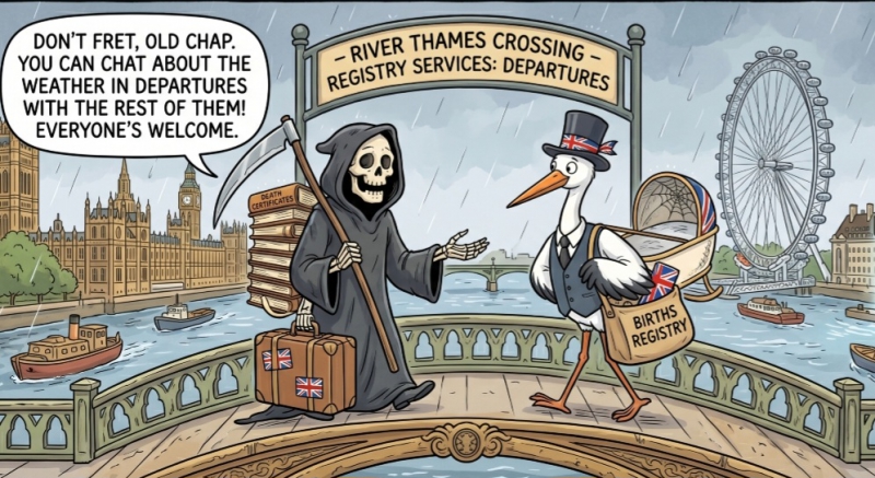 Births below deaths rates will result in increasingly unbalanced economy within the UK