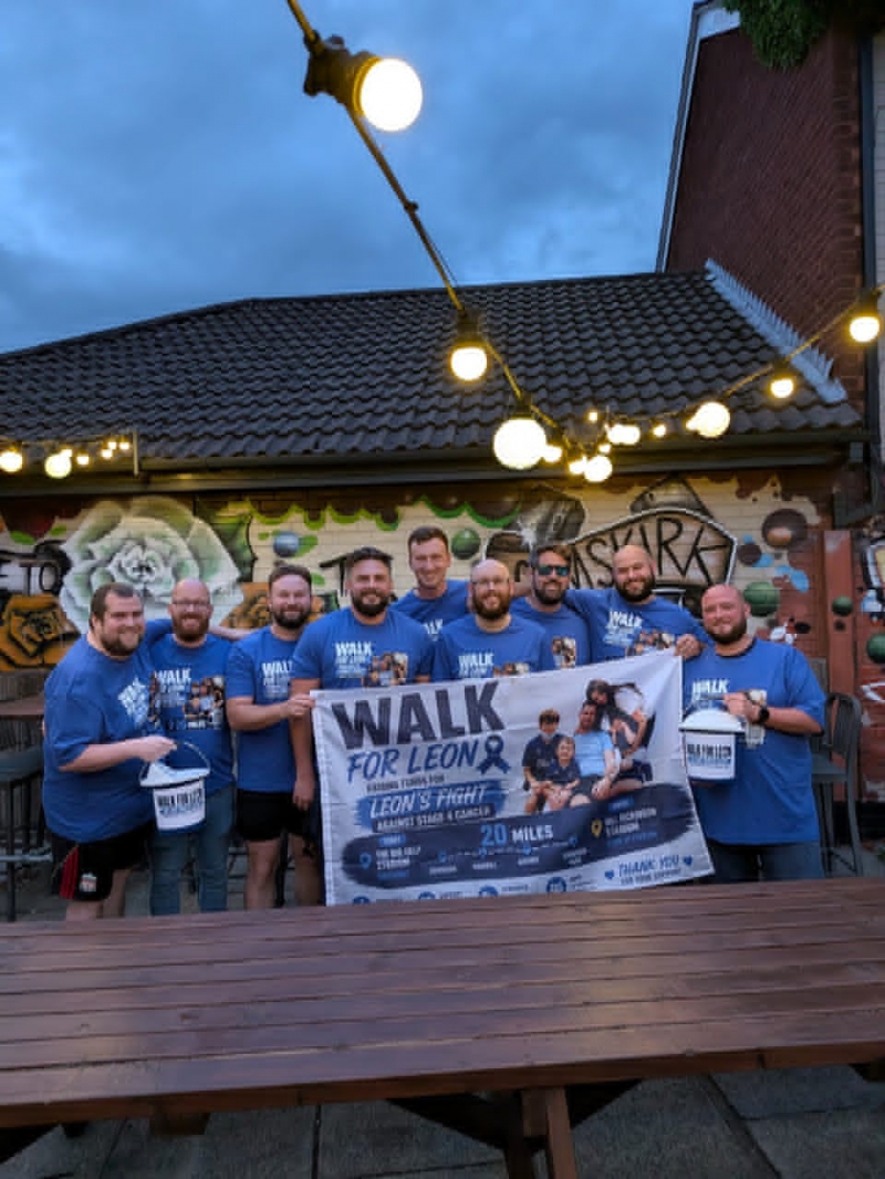 Friends walk from Southport FC to Everton FC to help young dad-of-3 battling cancer