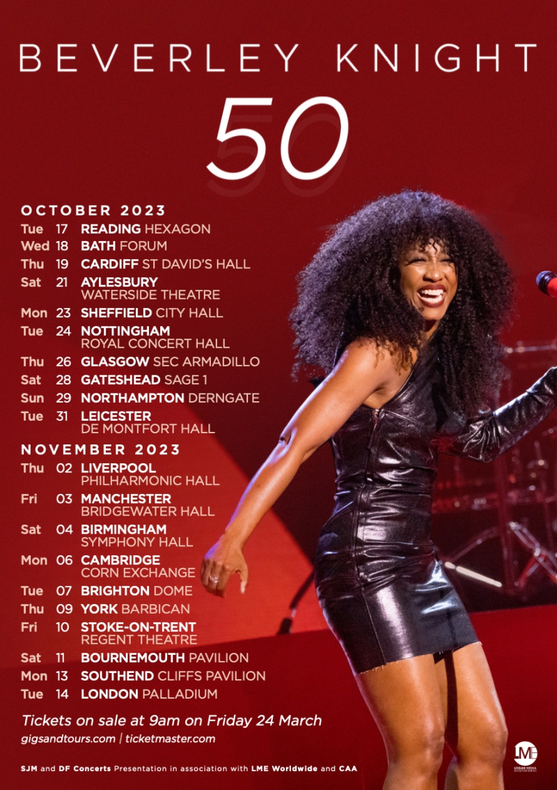 Beverley Knight announces her biggest ever UK headline tour in celebration of her 50th birthday