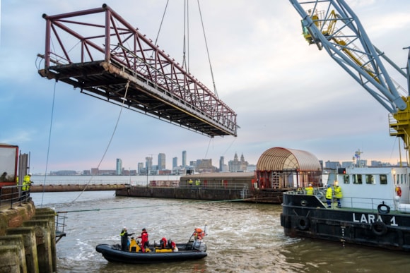 Removal of landing stage and linkspan at Woodside makes for eye-catching riverside sight