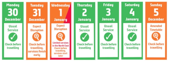 Train operator Northern releases updated travel advice calendar for week over New Year