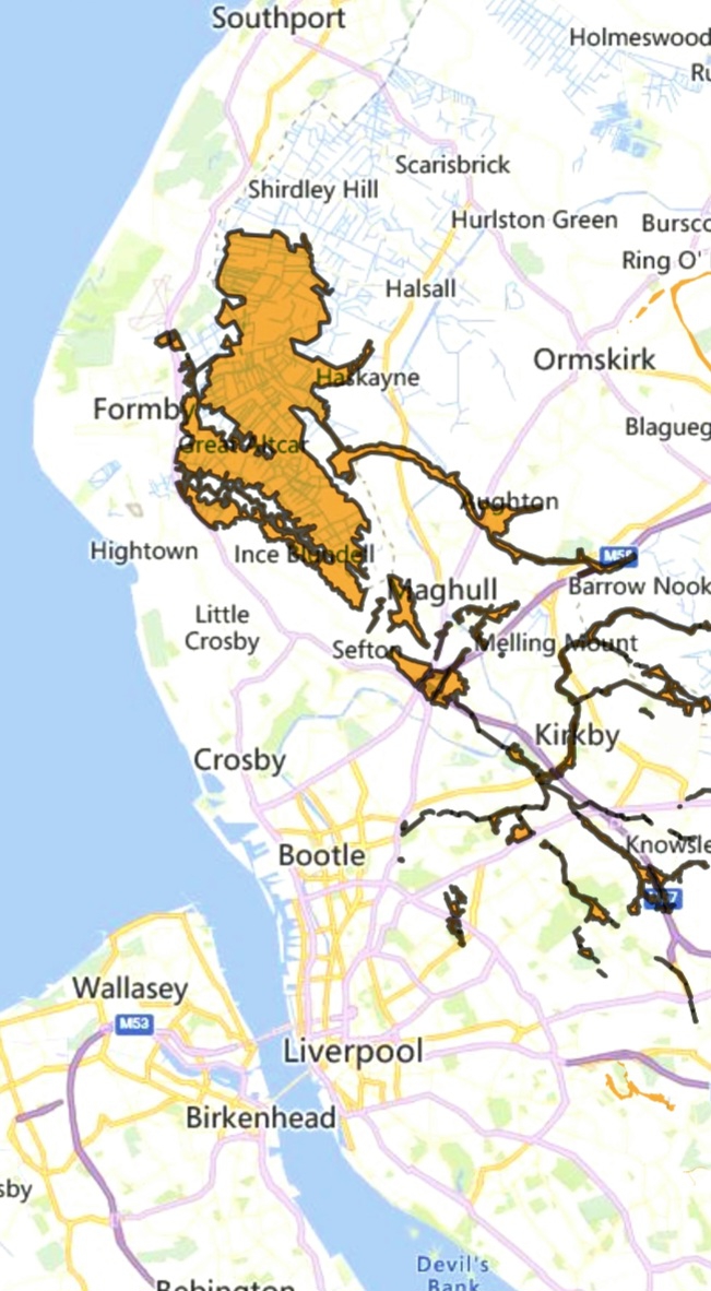 Flood alert for River Alt, Formby to Huyton