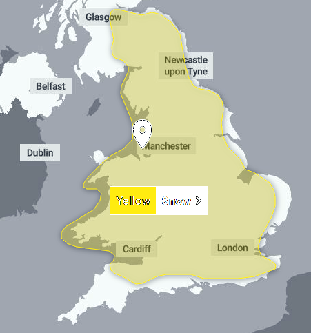 Met Office issues Yellow Weather Warning for Snow