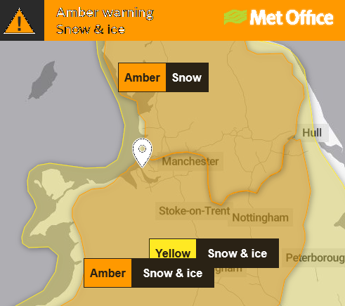 Amber Weather Warning for Snow and Ice