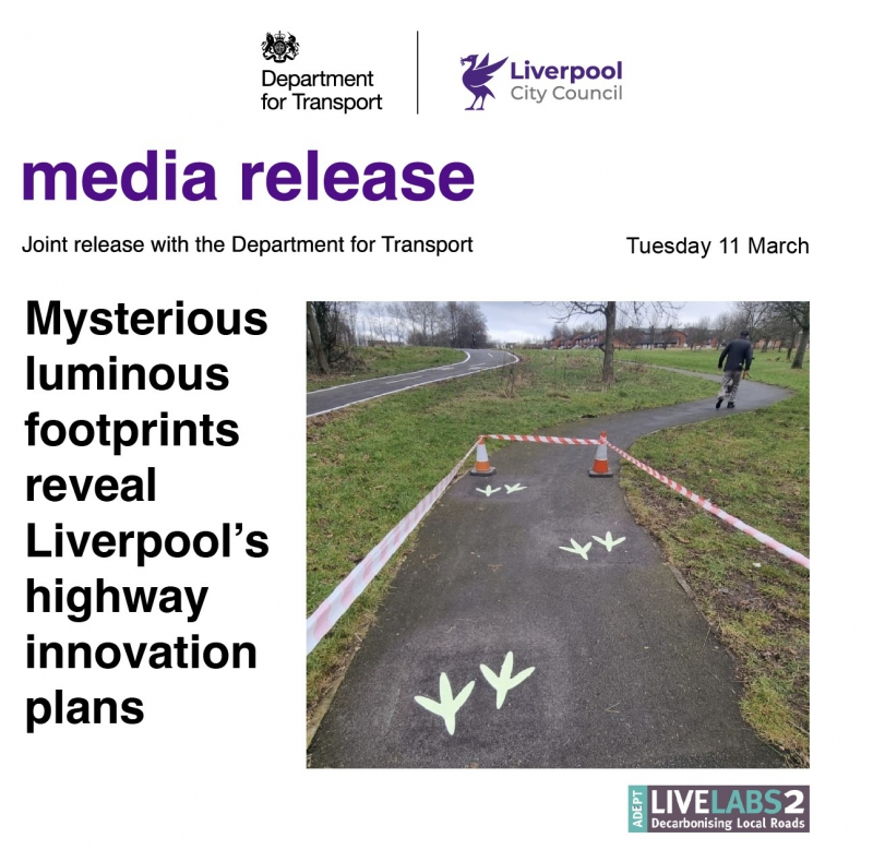 Mysterious luminous footprints reveal Liverpool’s highway innovation plans