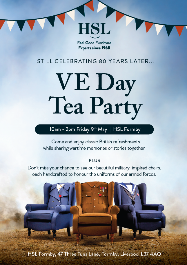 HSL Chairs is proud to invite the Formby community to its showroom for a VE Day Tea Party