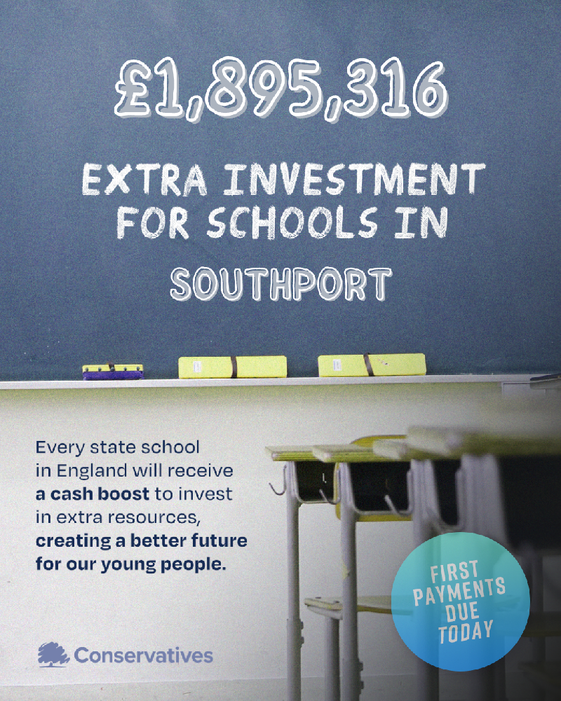 Damien Moore MP welcomes extra funding for Schools in Southport