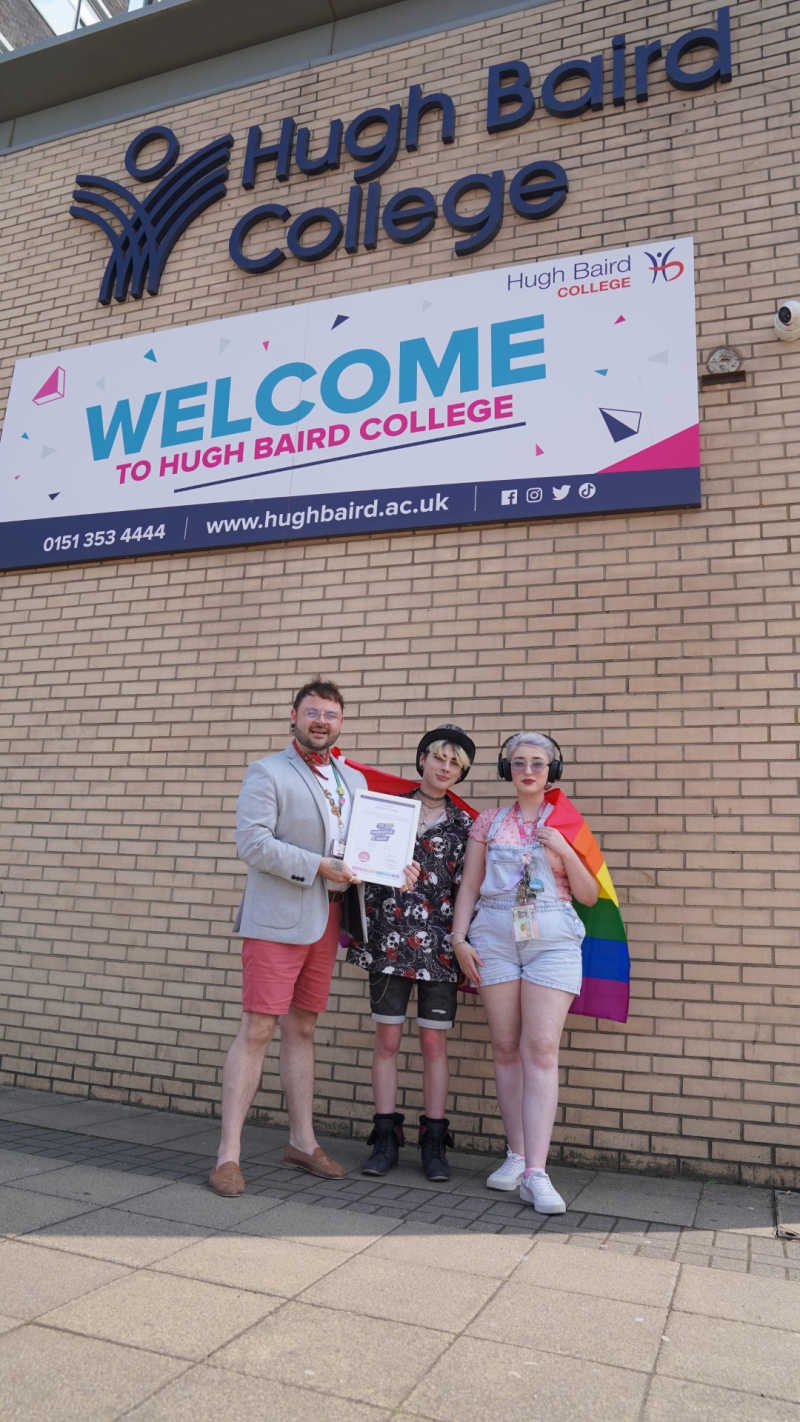 Hugh Baird College recognised with LGBT+ Award for creating a safe and supportive environment