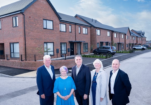 Local leaders visit the 1st of 4,000 new homes to be built on derelict land in the Liverpool City Region