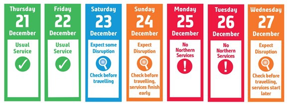 Northern issues travel advice calendar for seven days over Christmas