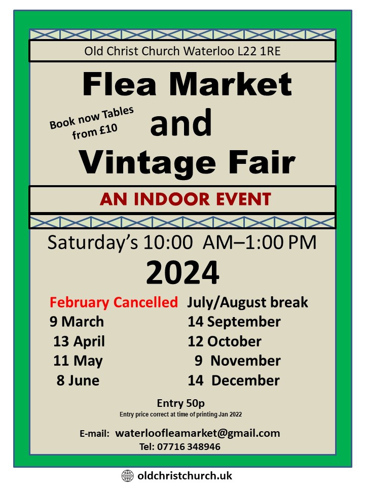 The Friends of Old Christ Church - February's Waterloo Flea Market Event Cancelled
